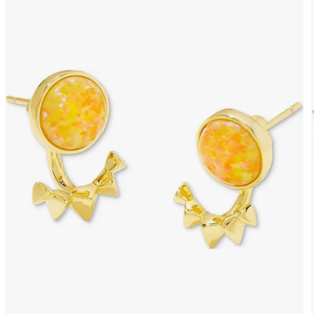 Kendra Scott Gold and Yellow Convertible Stud Earrings - Picture 3 of 4